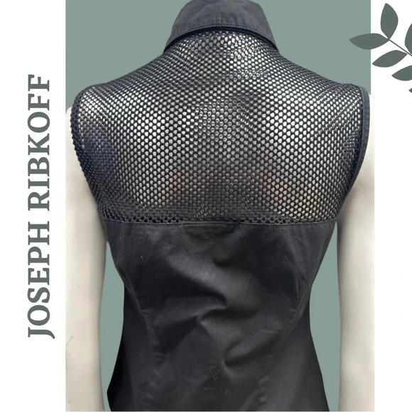 Joseph Ribkoff Sleeveless Button Front
Top Black Meah Yoke  Detail Size 4 - Picture 8 of 9